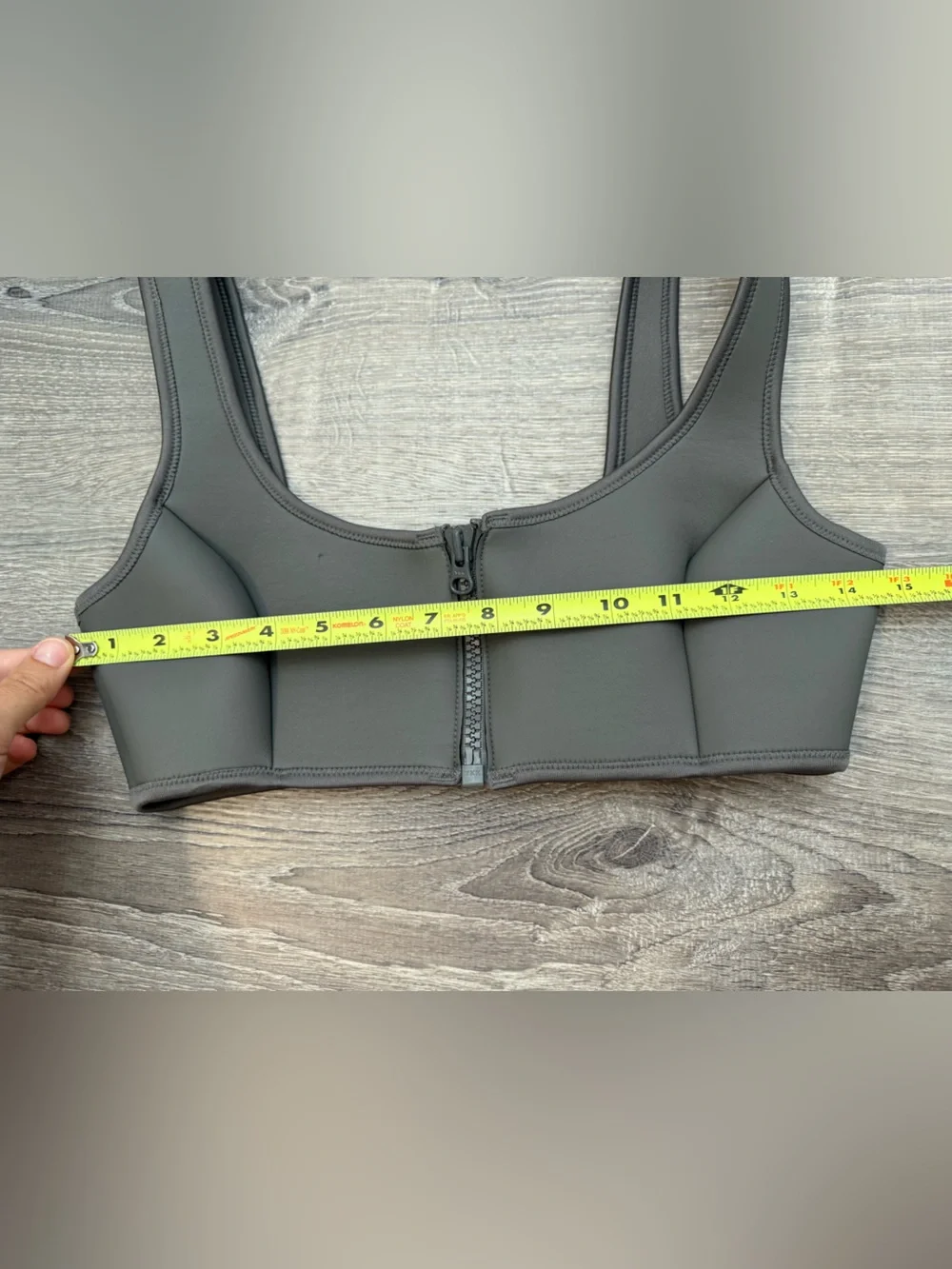 Skims Rubberized Scuba Swim Scoop Neck Bikini Top In Grey Chalk Size Medium